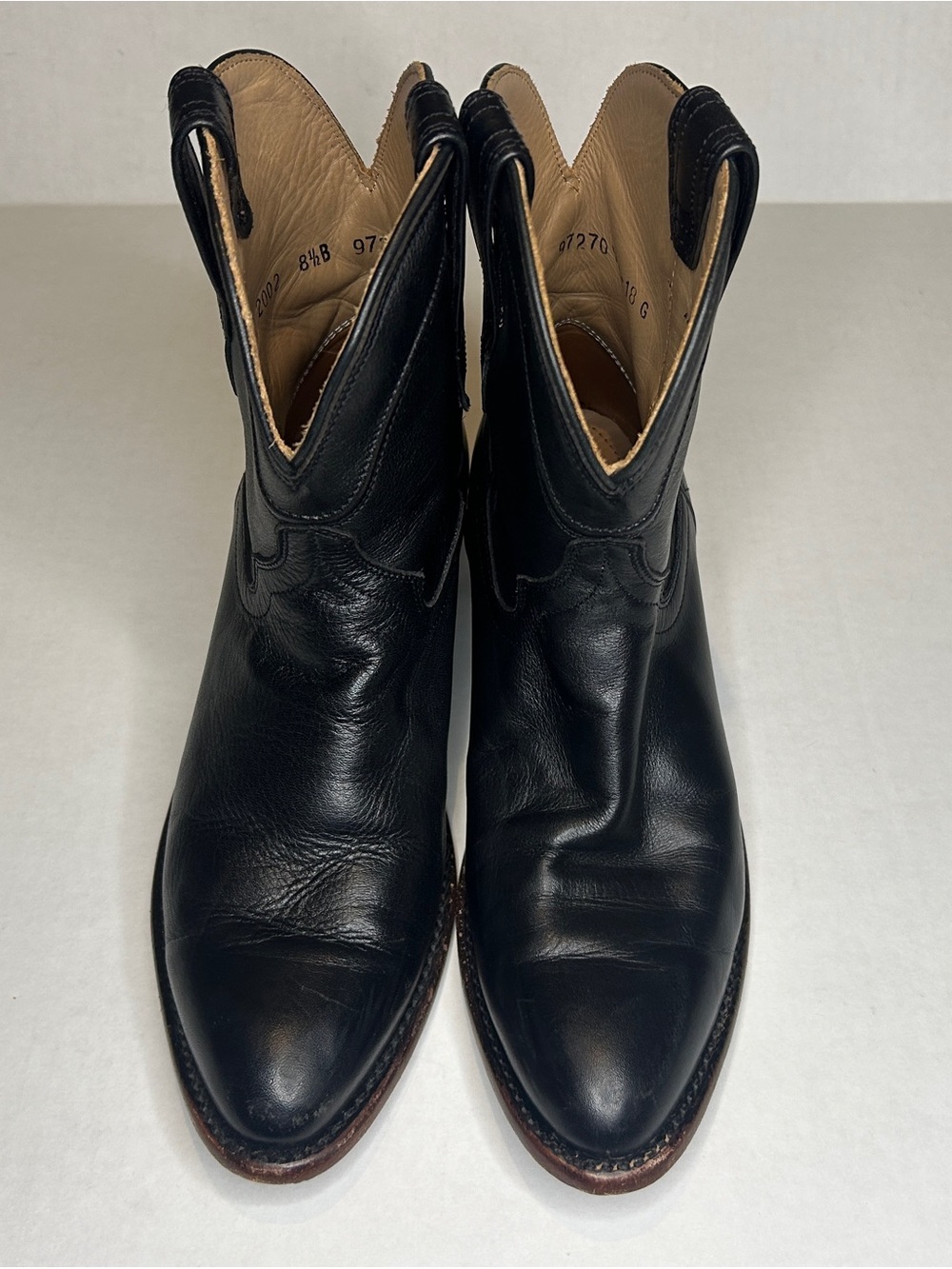 Tecovas Size 8.5B Black Women's Cowboy Ankle Boot with Brown Leather Sole - Picture 3 of 12
